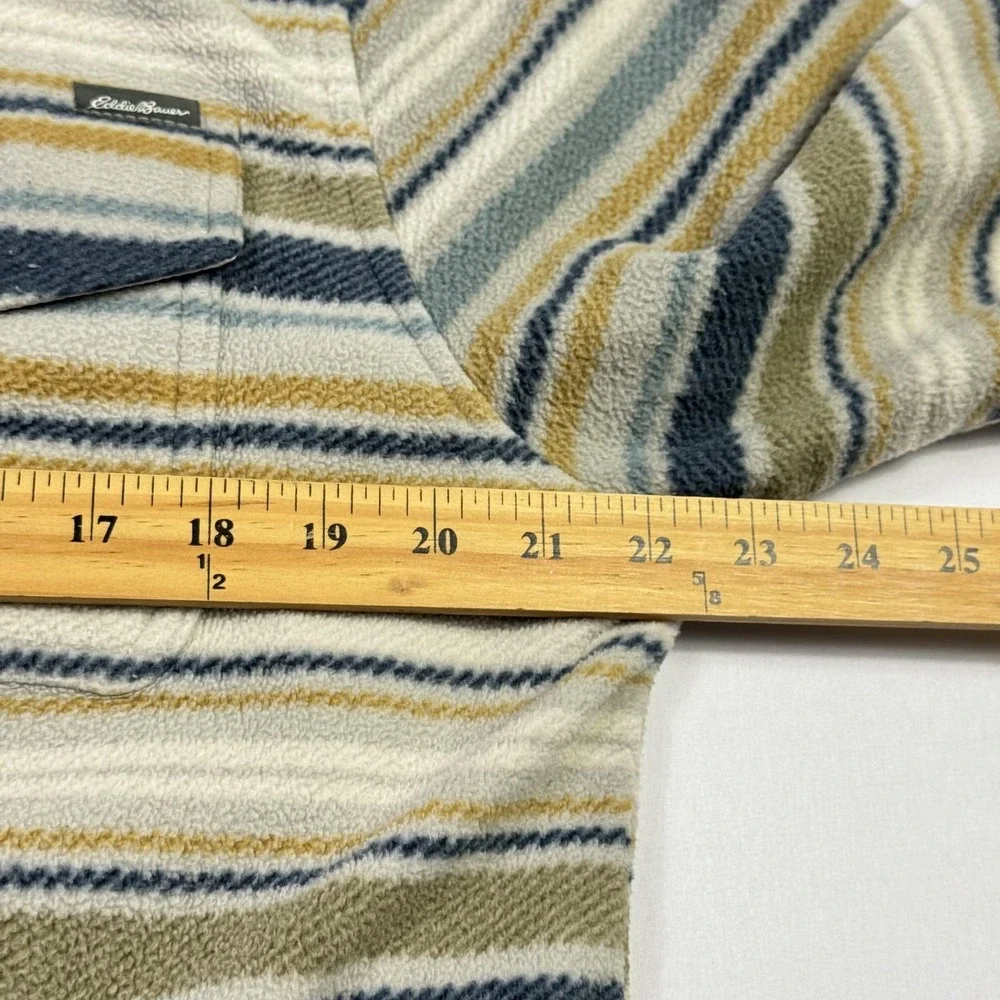 Eddie Bauer Shirt Jacket Mens 2XL Striped Fleece Button Front Lined‎ Collared